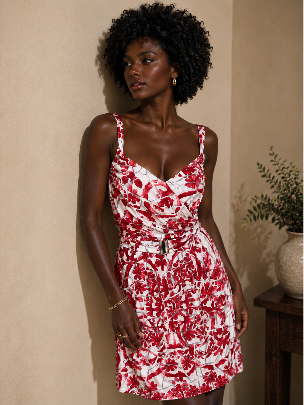 Vintage Gucci Jersey Modular Dress Floral Red White IT 42/ US 6/ UK 10/ EU 38